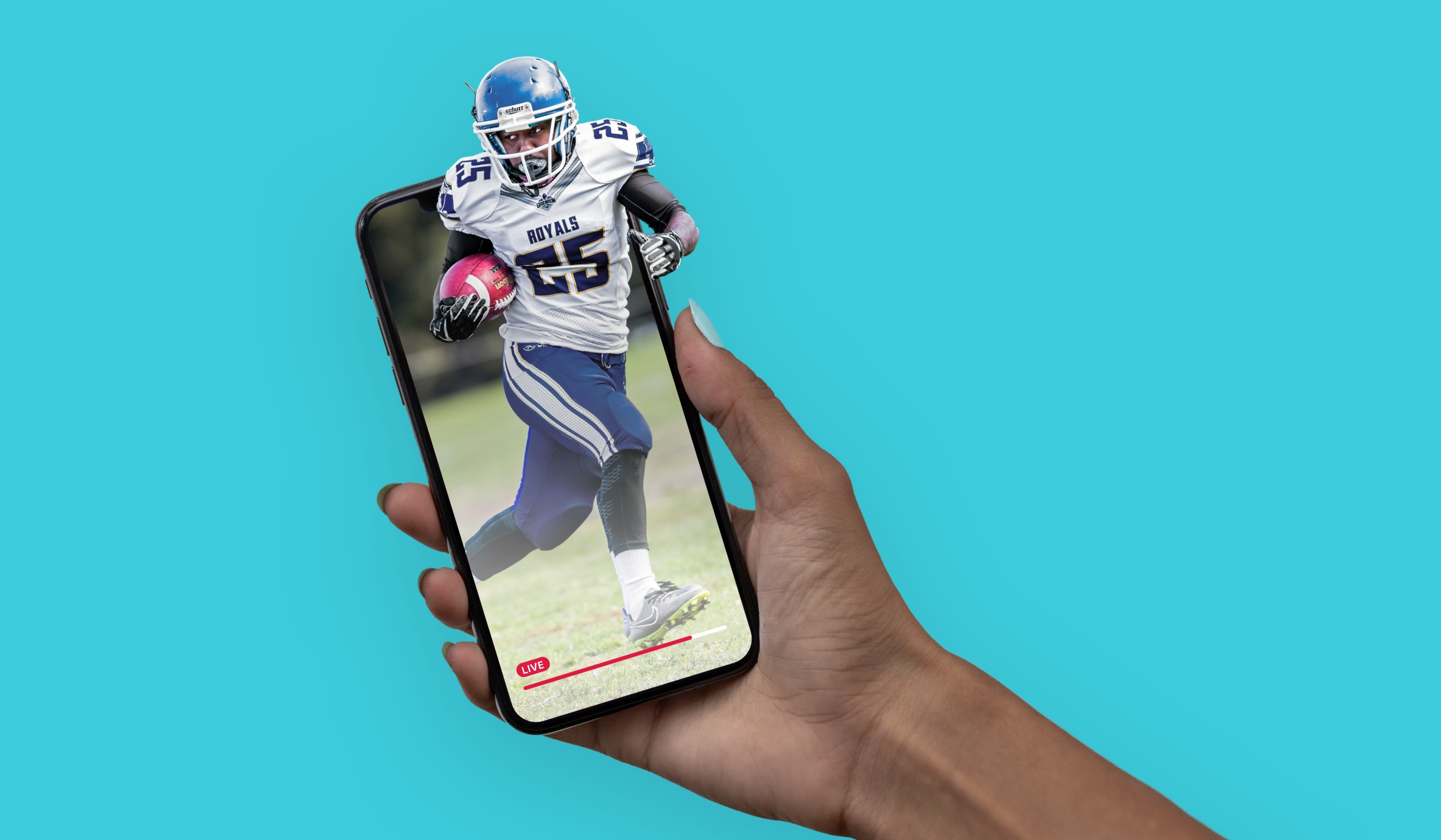 Sports player on mobile phone screen